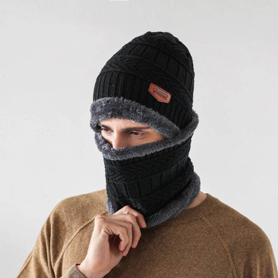 Nk tip top Solid, Self Design Beanie Cap(Pack of 2)
