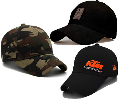 CLASSYMESSI Solid, Self Design, Embroidered Sports/Regular Cap Cap(Pack of 3)