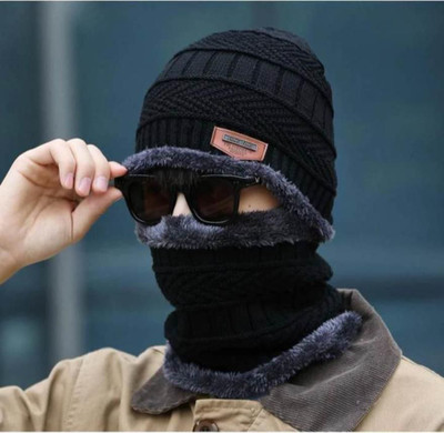 TruFlair Self Design Beanie Cap(Pack of 2)