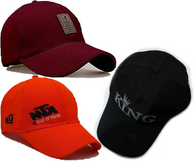 cap world Solid, Self Design, Embroidered Sports/Regular Cap Cap(Pack of 3)
