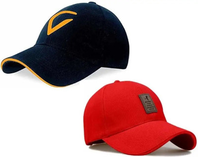 CLASSYMESSI Embroidered, Self Design, Solid Sports/Regular Cap Cap(Pack of 2)
