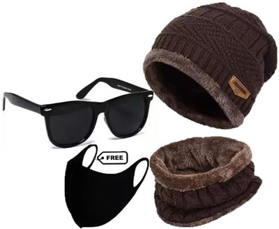 CLASSYMESSI Self Design Beanie Cap(Pack of 3)