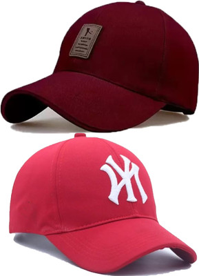 CLASSYMESSI Solid, Self Design, Embroidered Sports/Regular Cap Cap(Pack of 2)