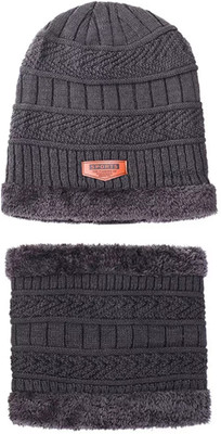 ZACHARIAS Self Design Beanie Cap(Pack of 2)