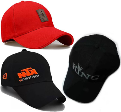 CLASSYMESSI Solid, Self Design, Embroidered Sports/Regular Cap Cap(Pack of 3)