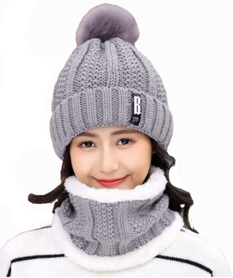 Frackson Solid, Woven, Self Design Beanie Cap