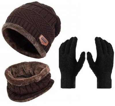TruFlair Woven Beanie Cap(Pack of 3)