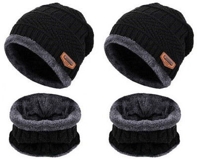 Mopslik Embellished Beanie Cap(Pack of 2)