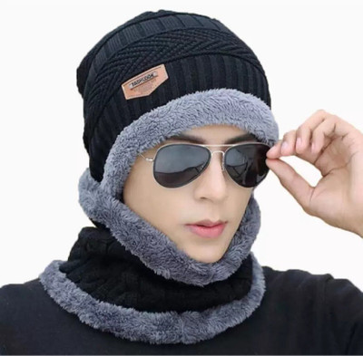 Red Ballons Solid Beanie Cap(Pack of 2)