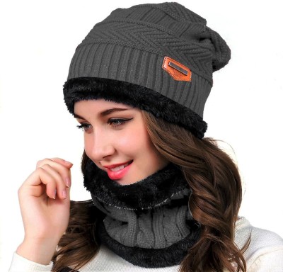 AZEENA Self Design Beanie Cap(Pack of 2)