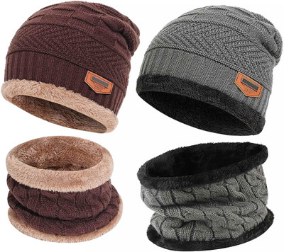 Femies Solid Beanie Cap(Pack of 2)