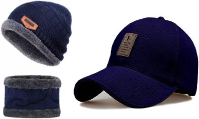 Nk tip top Self Design, Solid, Applique Beanie Cap(Pack of 2)