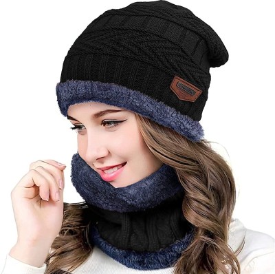 vactly Woven, Self Design Beanie Cap(Pack of 4)