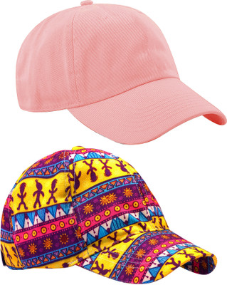 Knotyy Printed, Self Design, Solid Sports/Regular Cap Cap(Pack of 2)