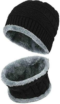 GUNGUN Self Design Beanie Cap(Pack of 2)