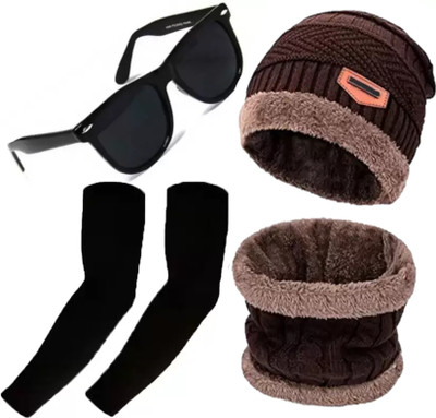MONI FIY Solid Beanie Cap(Pack of 3)