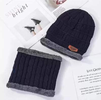 MOKD Embroidered Beanie Cap(Pack of 2)