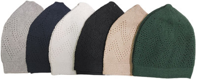 Sanzary Collection Self Design Skull Cap Cap(Pack of 6)