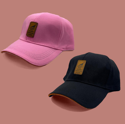 ALAMOS Printed, Self Design, Solid Sports/Regular Cap Cap(Pack of 2)