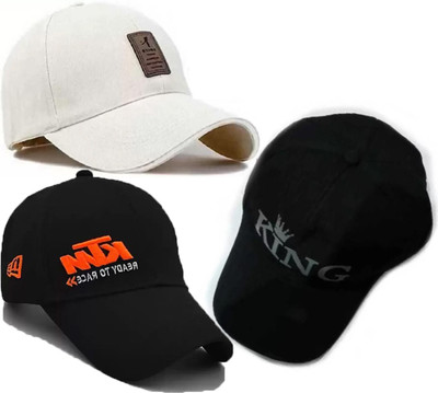 CLASSYMESSI Solid, Self Design, Embroidered Sports/Regular Cap Cap(Pack of 3)