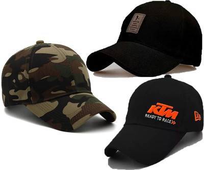 cap world Solid, Self Design, Embroidered Sports/Regular Cap Cap(Pack of 3)