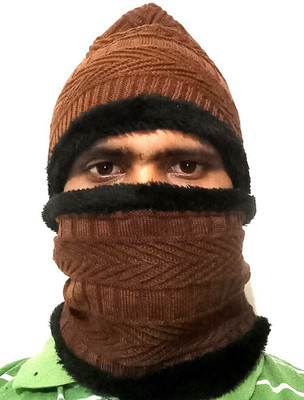SRMG Self Design Beanie Cap(Pack of 2)