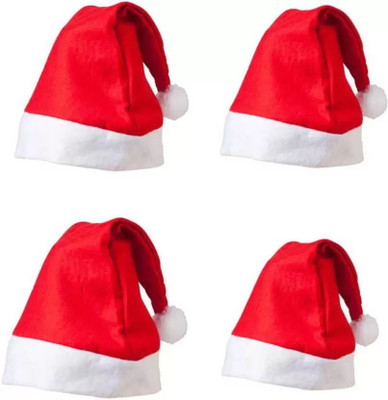 KUSUMCART Solid Santa Cap Cap(Pack of 4)