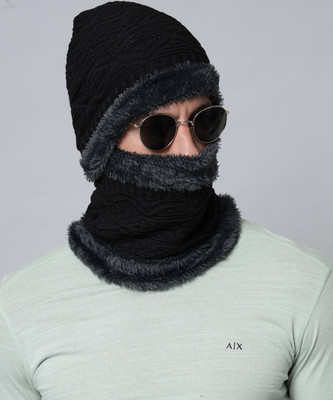 QUIN FLETCHER Mens Solid Beanie Cap combo (Cap + Muffler ) Solid Beanie Cap(Pack of 2)