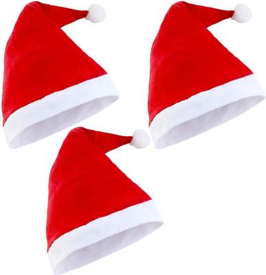 Atabz Solid Santa Cap Cap(Pack of 3)