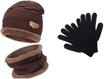 Chitransh Solid Beanie Cap(Pack of 3)