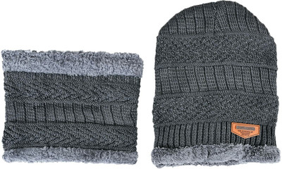 V N COLLECTION Woven Beanie Cap(Pack of 2)