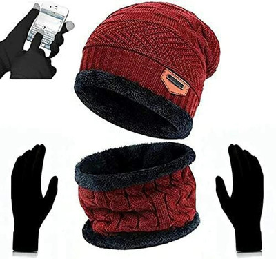 TruFlair Solid Beanie Cap(Pack of 3)