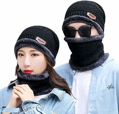 vactly Woven, Self Design Beanie Cap(Pack of 4)