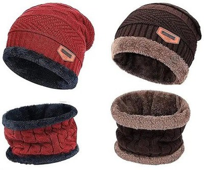 SMART SEWINGERS Woven Beanie Cap(Pack of 2)