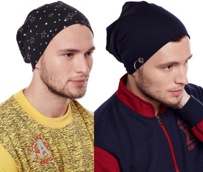 MACK JONNEY Printed Beanie Cap(Pack of 2)