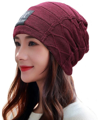 Frackson Solid, Woven, Self Design Beanie Cap