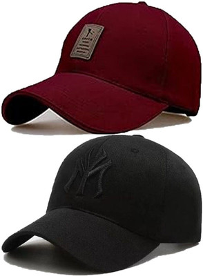 ILLARION Printed, Embroidered, Solid, Self Design Sports/Regular Cap Cap(Pack of 2)