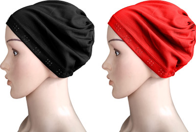MEHAR Embellished Beanie Cap(Pack of 2)