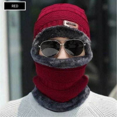 Niavaa Woven, Solid, Self Design Beanie Cap(Pack of 2)