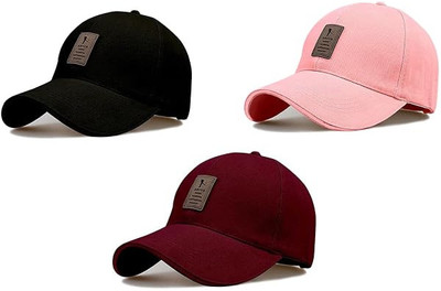 bynomo Self Design, Solid Sports/Regular Cap Cap(Pack of 3)