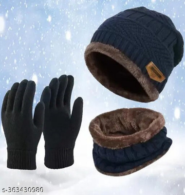 Black Camel Woven Beanie Cap