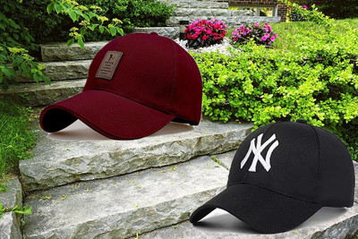 CLASSYMESSI Solid, Self Design, Embroidered Sports/Regular Cap Cap(Pack of 2)