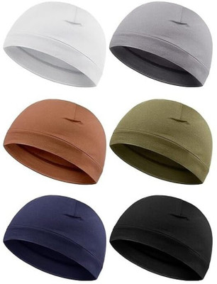HEENA HOSIERY Solid Skull Cap Cap(Pack of 6)
