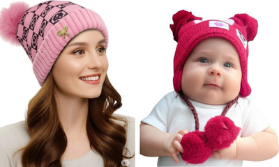 SY ENTERPRIES Self Design Beanie Cap(Pack of 2)