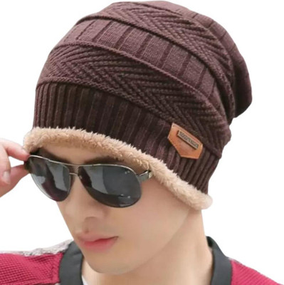 GLAMHOOD Self Design Beanie Cap
