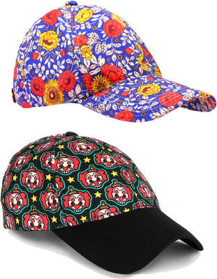 Knotyy Printed, Self Design, Solid Sports/Regular Cap Cap(Pack of 2)