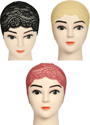 DCENT KRAFT Floral Print Skull Cap Cap(Pack of 3)