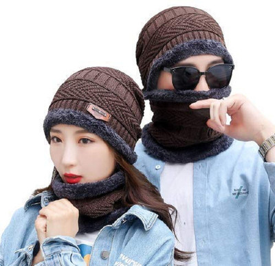 vactly Woven, Self Design Beanie Cap(Pack of 4)