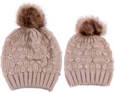 IBA ISBA COLLECTIONS Woven, Self Design Beanie Cap(Pack of 2)