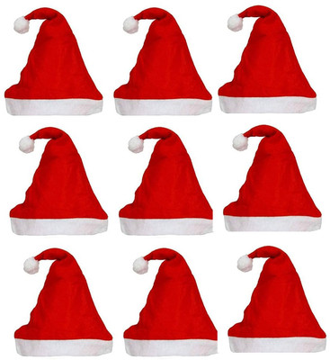 FancyAgents Solid Santa Cap Cap(Pack of 9)